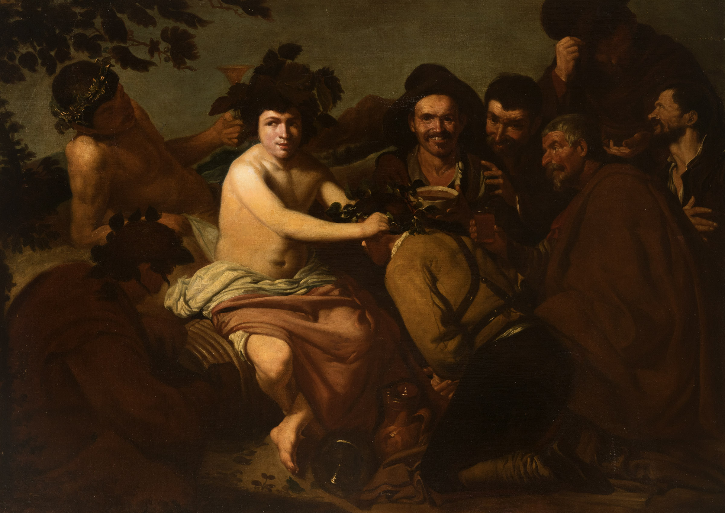 Spanish School Following models of DIEGO DE VELÁZQUEZ; 19th century."The Triumph of Bacchus".Oil