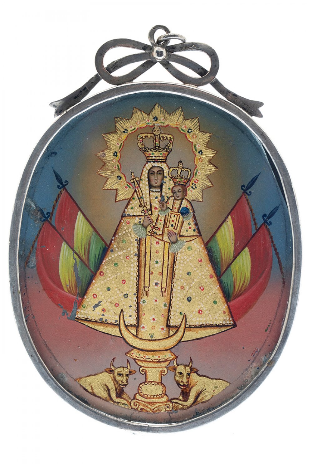 Bolivian school of the 19th century."Virgen de la Candelaria as patron and protector of Bolivia" and - Image 3 of 4