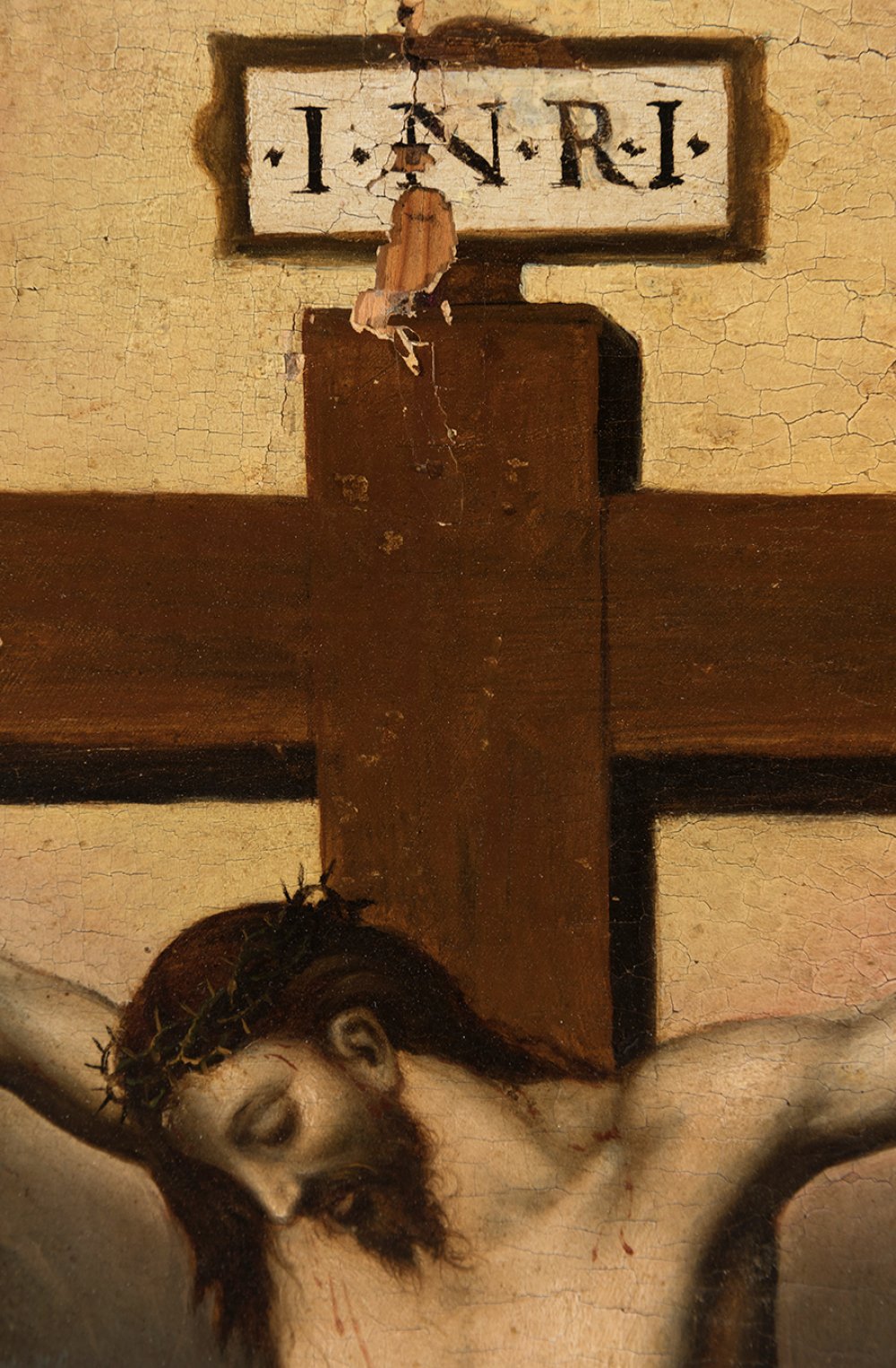 Spanish Renaissance school, 16th century."Calvary".Oil on panel.It presents faults and - Bild 2 aus 7