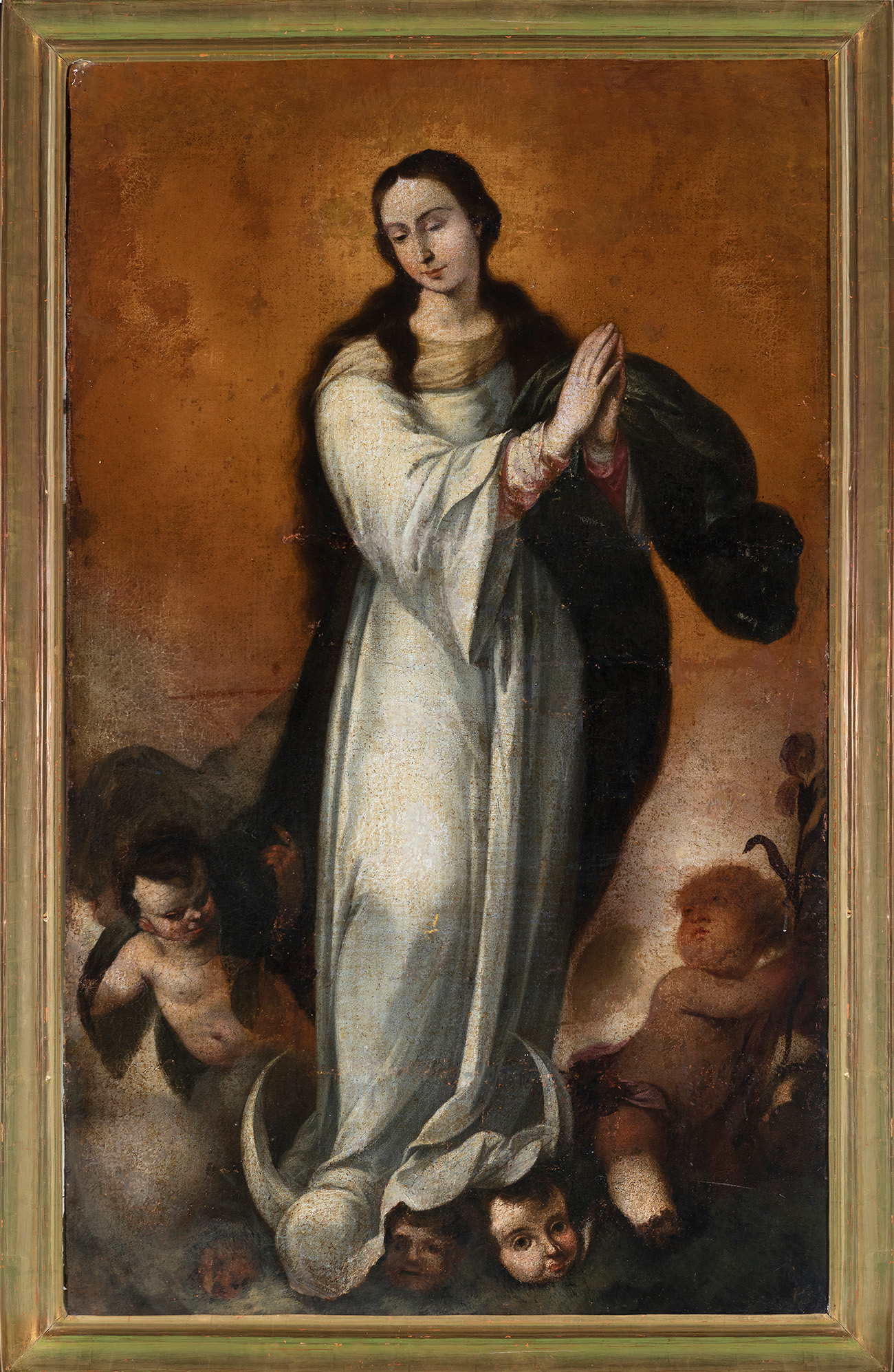 Andalusian school of the 17th century."Immaculate Conception".Oil on canvas.Re-drawn.It presents - Bild 7 aus 7