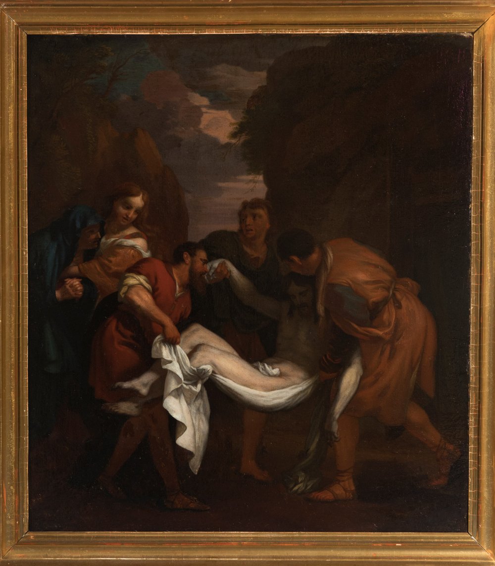 Italian school; circa 1700."Lamentation over the body of the dead Christ".Oil on canvas.It retains - Bild 3 aus 4