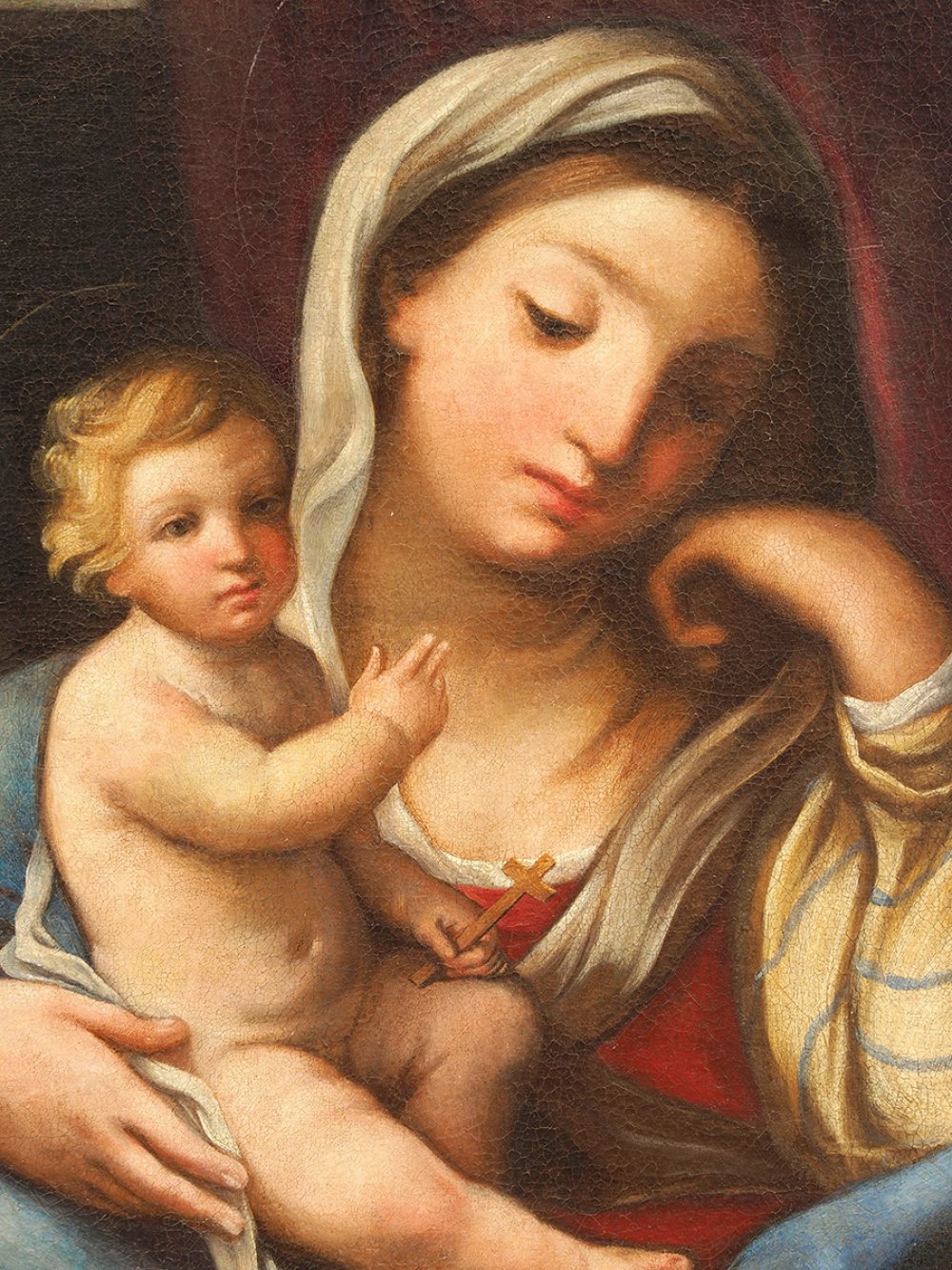 Roman school, 18th century."Madonna and Child".Oil on canvas.Re-tinted.With repainting.The work will - Bild 6 aus 7