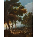 Italian school, early 18th century."Landscape with hunter and dog".Oil on canvas.Measurements: 71,