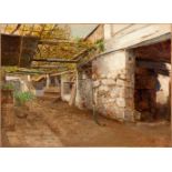 JUAN BAUTISTA DE GUZMÁN, (Granada, ? - Barcelona, 1898)."Courtyard.Oil on canvas.Signed in the lower