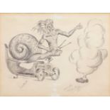 ÀNGEL PLANELLS (Cadaqués, 1901-1989)"Surrealist drawing" 1975.Ink on paper.Signed, dedicated and