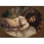 WILLIAM ETTY (York, Great Britain, 1787 - 1849)."Young woman at Rest, 1828.Oil on canvas glued to