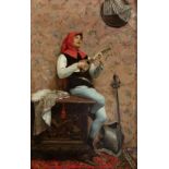 MARIANO FORTUNY I MARSAL (Reus, Tarragona, 1838 - Rome, 1874)."Mandolin player. Rome, 1861.Oil on