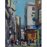 JOAQUIM MIR TRINXET (Barcelona, 1873 - 1940)."Carrer de Vilanova", 1939.Oil on canvas.Signed and