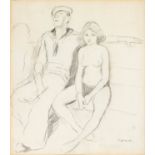 RICARDO OPISSO I SALA (Tarragona, 1880 - Barcelona, 1966)."Sailor and young prostitute".Pencil on