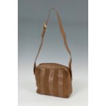 LOEWE.Combined leather, suede and gold appliqués.Bag made of brown leather and suede, combined on