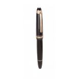 MONTBLANC MEISTERSTÜCK 144 "75TH ANNIVERSARY" FOUNTAIN PEN.Black resin barrel and rose gold plated