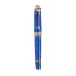 AURORA "MARE" FOUNTAIN PEN, 1998.Blue and silver resin barrel.Limited edition. Exemplary 406.Nib