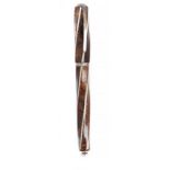 DIVINA PROPORZIONE" VISCONTI FOUNTAIN PEN.Body in brown celluloid and silver plated details.