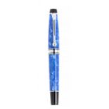 AURORA "OPTIMA BLUE" FOUNTAIN PEN.Blue and black auroloid resin barrel and silver appointments.