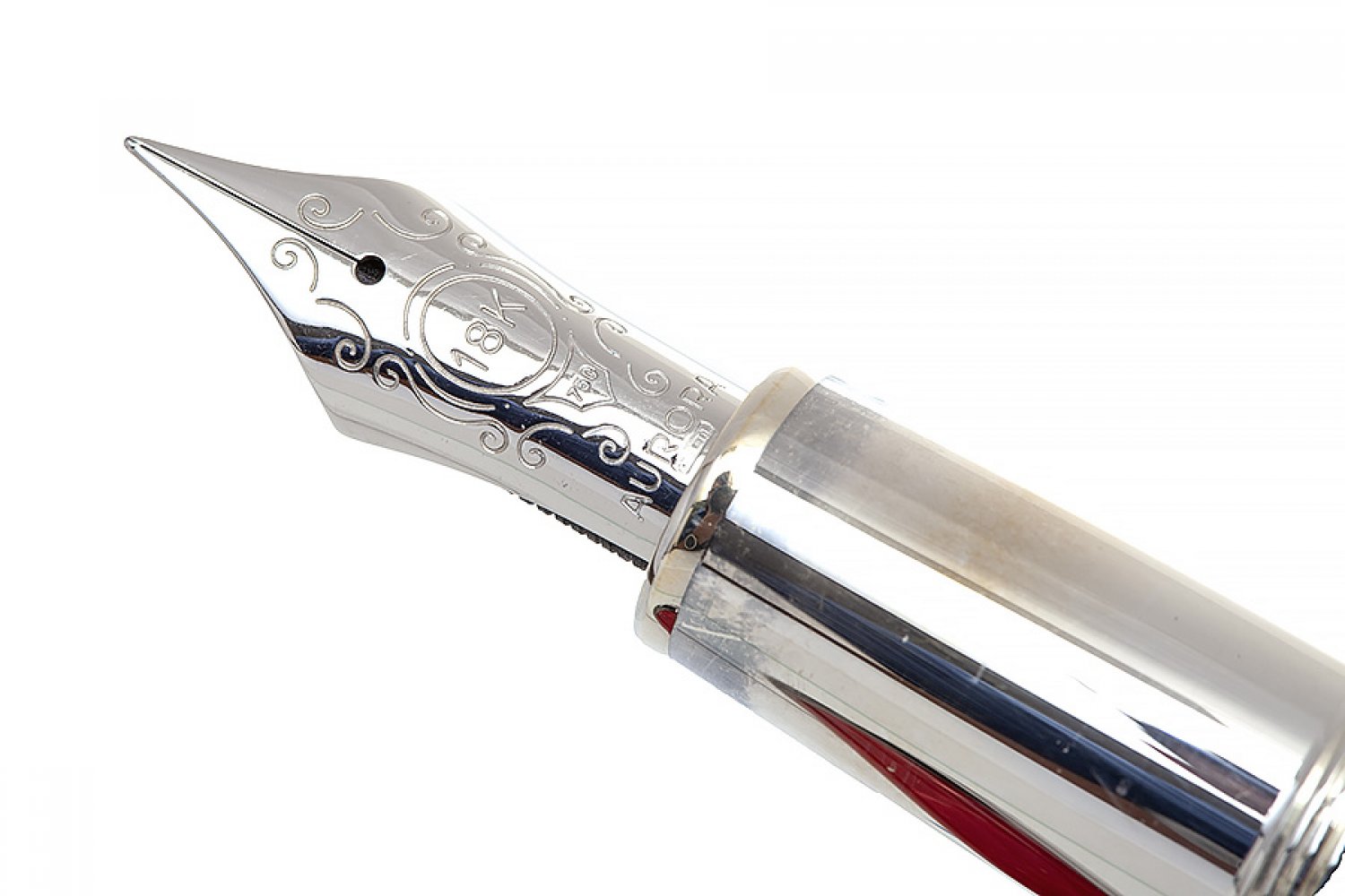 AURORA "85TH ANNIVERSARY" FOUNTAIN PEN.Marbled red resin barrel and silver details.Limited - Image 3 of 3