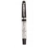VISCONTI "VALLECHI 1909" FOUNTAIN PEN.Black and silver resin barrel.Limited edition. Exemplary