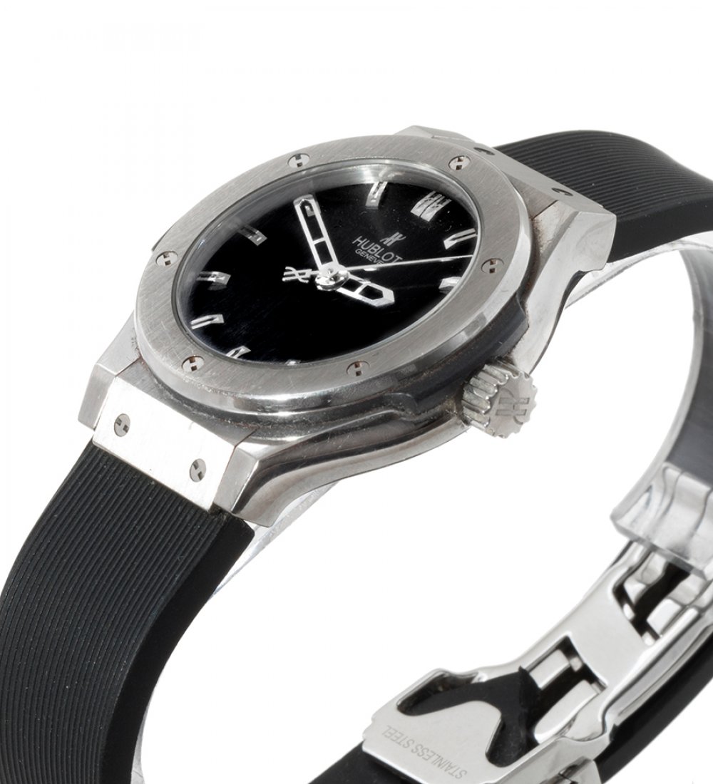 HUBLOT watch ref.1028899, for woman. In steel and titanium. Black dial with sword type hands and - Image 2 of 3