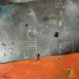 EDGAR PLANS (Madrid, 1977)."Art wall", 2008.Oil, pastel and pencil on canvas.Signed and dated in the