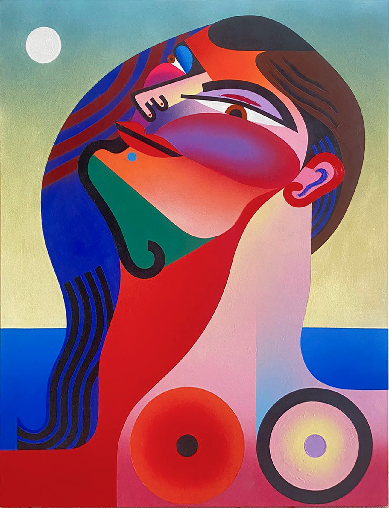 ALBERT MADAULA (Barcelona, 1986)."Ana and the moon", 2022.Acrylic on canvas.Signed, dated and titled