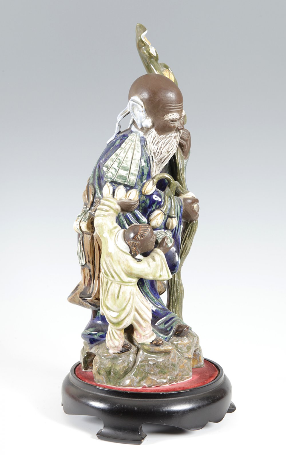 Shou figure; China, early 20th century.Enamelled porcelain.Measurements: 46 x 18 x 15 cm (figure); 6 - Image 2 of 3