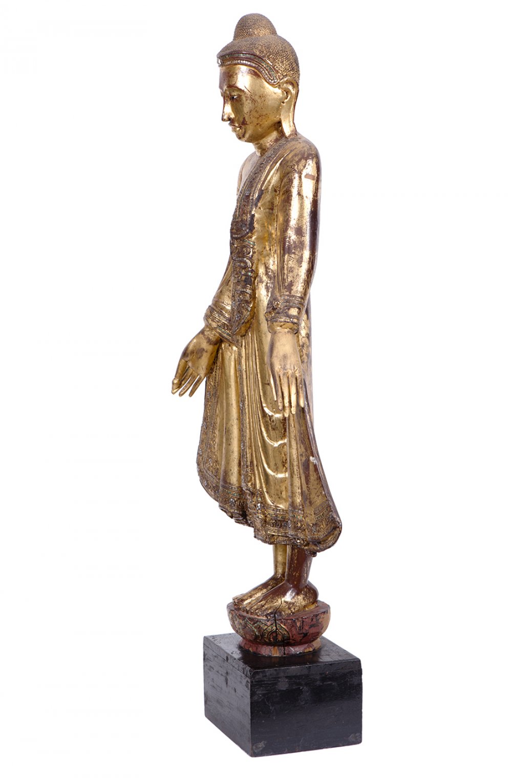 Burmese school, early 20th century."Buddha".Lacquered wood, gilded and with mirrored glass - Image 5 of 6
