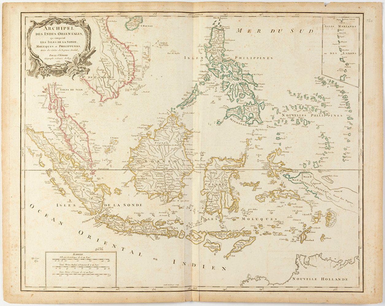 Set of three maps of the East Indies, 18th century.Illuminated engravings.French editions.They - Image 4 of 5