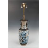 Vase transformed into a lamp stand. China, 20th century.Enamelled porcelain.Electrified.With stamp