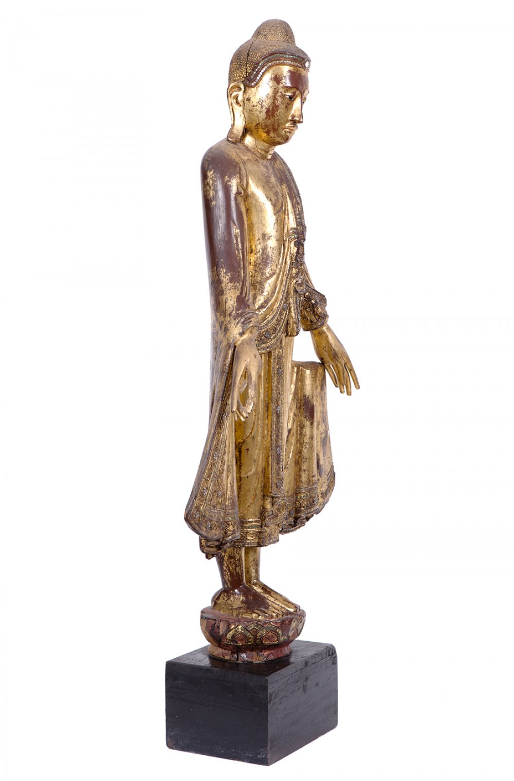 Burmese school, early 20th century."Buddha".Lacquered wood, gilded and with mirrored glass - Image 2 of 6