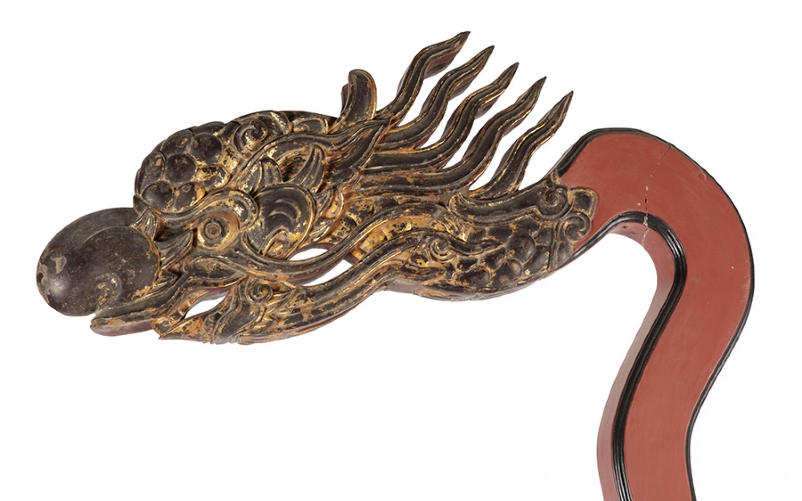 Altar lamp stand; Hanoi, 19th century.Carved and lacquered wood.The central gilt ring has been - Image 4 of 4