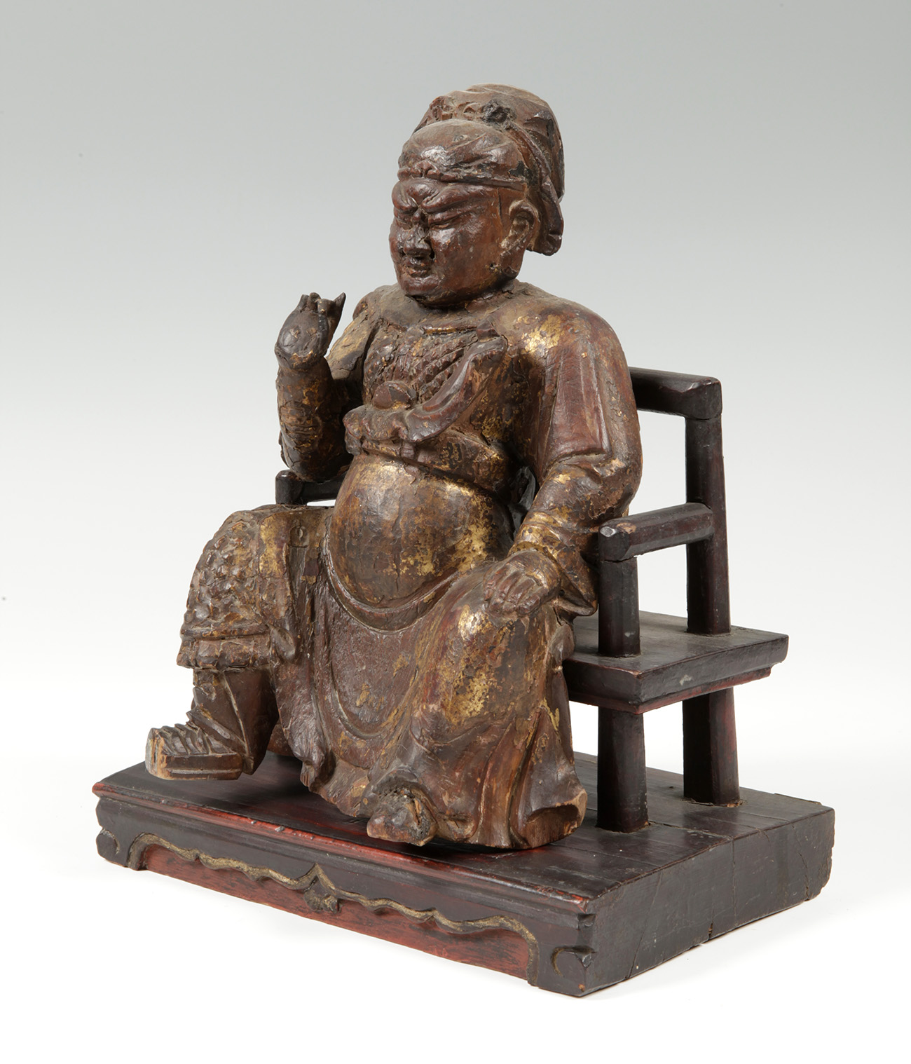 Figure of Zhao Gongming; China, Qing dynasty, 18th century.Carved and lacquered wood.Measurements: