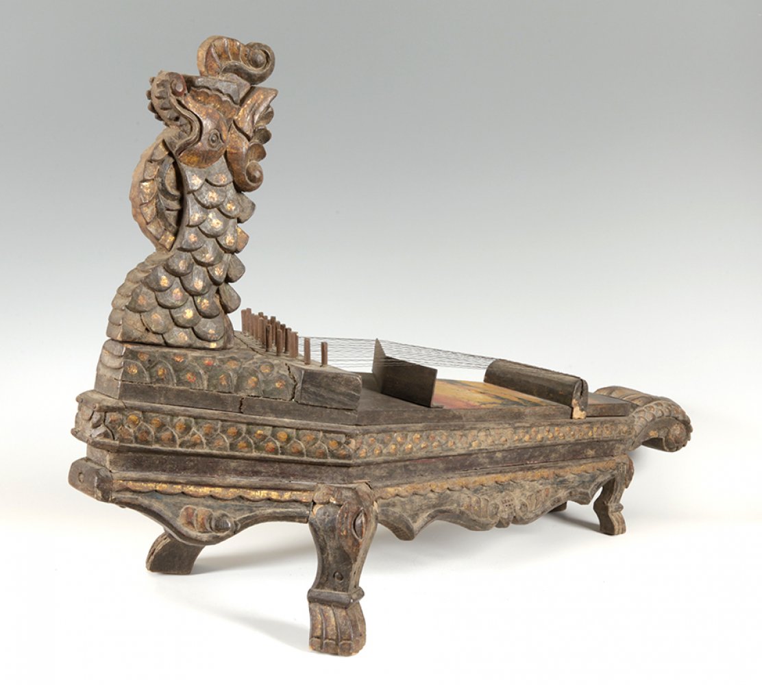 Celempung from Java, Indonesia, first half of the 20th century.Carved wood, later polychromed. - Image 3 of 5