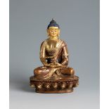 19th century Buddha figure.Gilded bronze.Measurements: 15 x 8 x 5 cm.Round sculpture in bronze. It