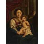 Flemish school; 17th century."Virgin and Child".Oil on copper.It conserves a period frame.