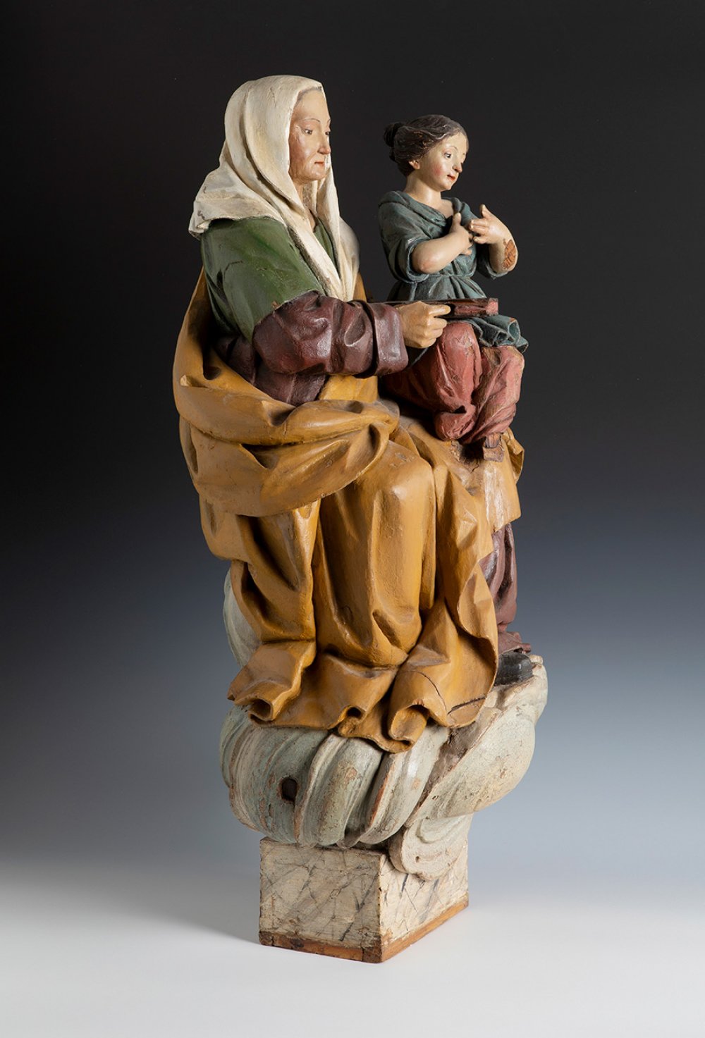 Spanish school, 18th century."Saint Anne and the Virgin".Polychrome wood carving.Measurements: 83 - Image 3 of 5