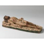 Follower of GREGORIO FERNÁNDEZ (Lugo, 1576 - Valladolid, 1636)."Recumbent Christ".Polychrome