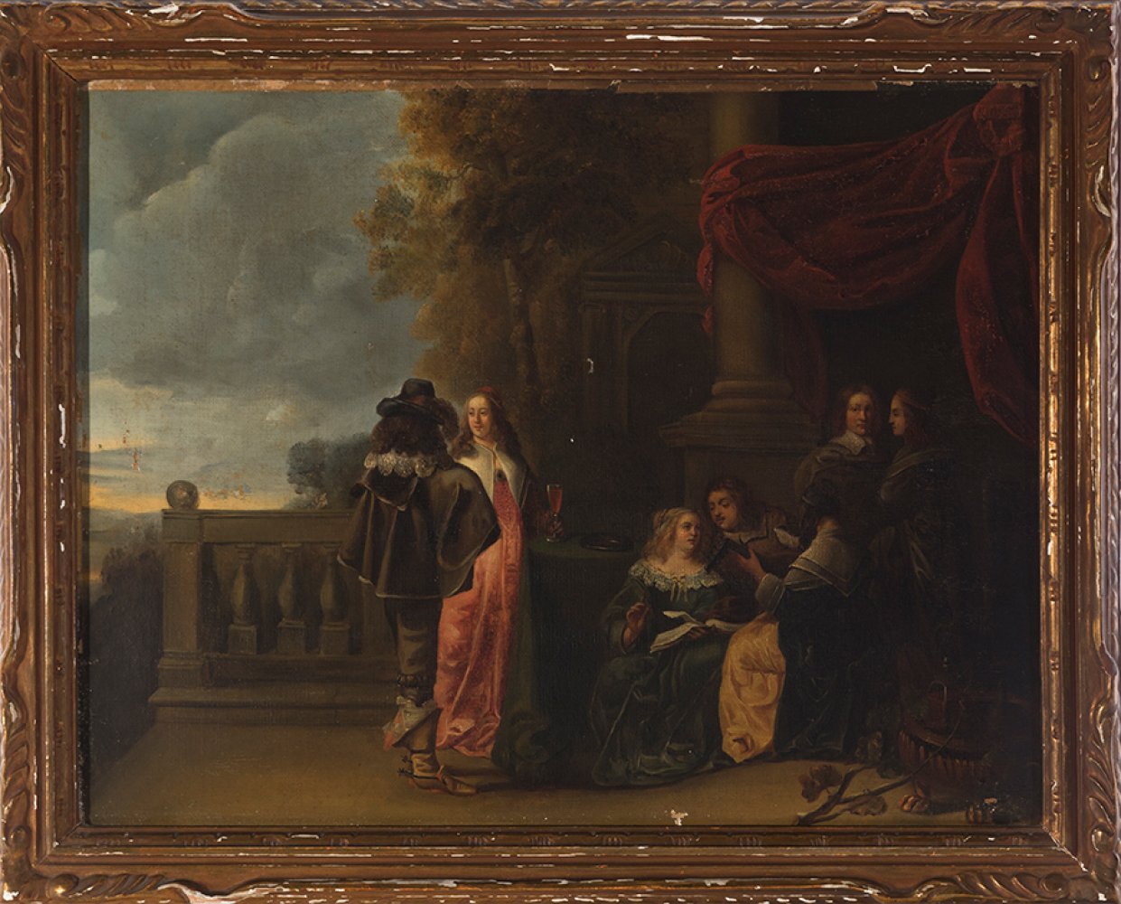 European school of the 19th century, following Dutch models of the 16th century."The Concert".Oil on - Image 2 of 3