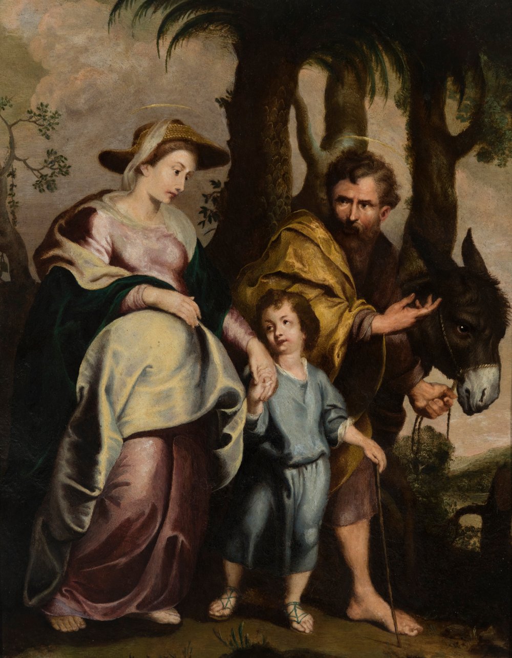 Flemish school; second third of the 17th century."Resting from the Flight from Egypt".Oil on