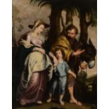 Flemish school; second third of the 17th century."Resting from the Flight from Egypt".Oil on