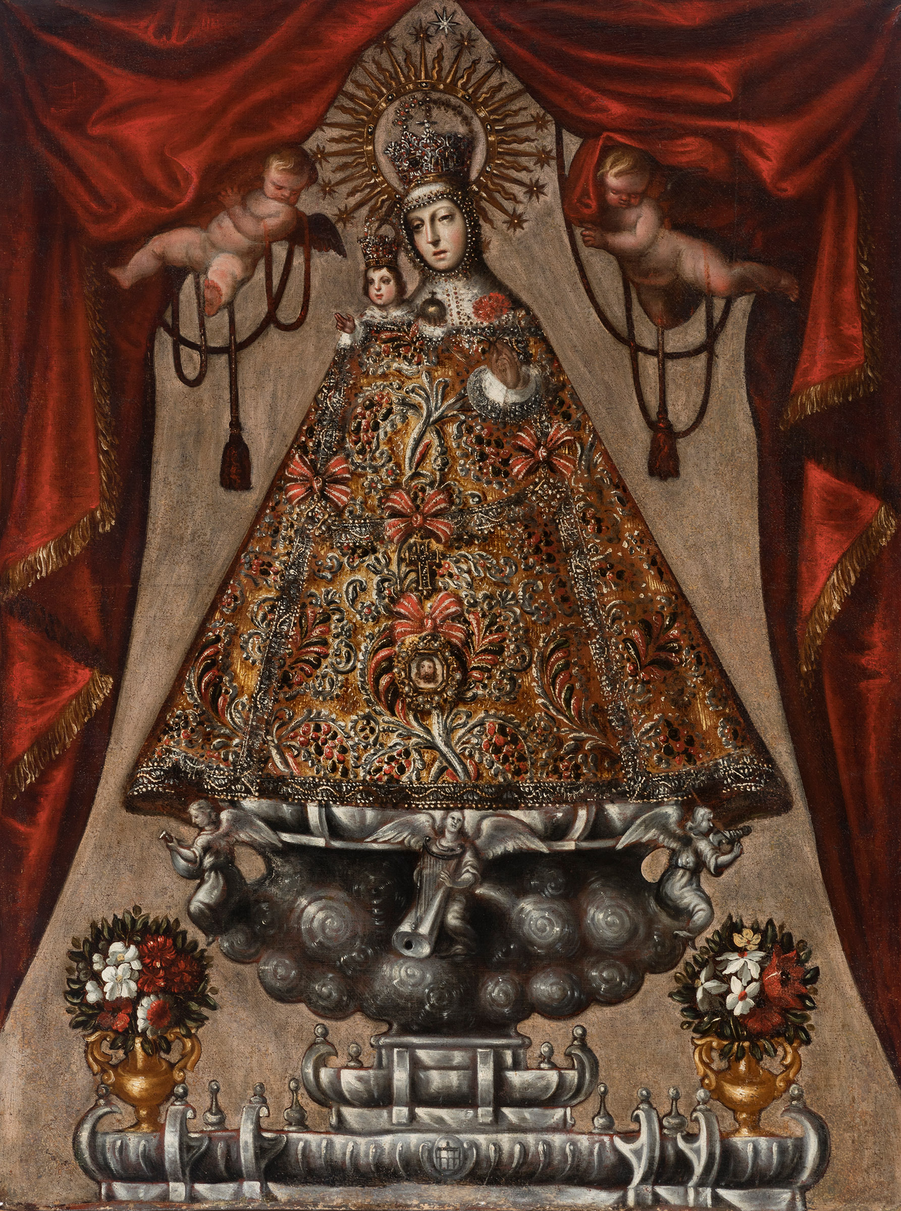 Madrid School of the second half of the 17th century."Virgen de la Fuencisla".Oil on original