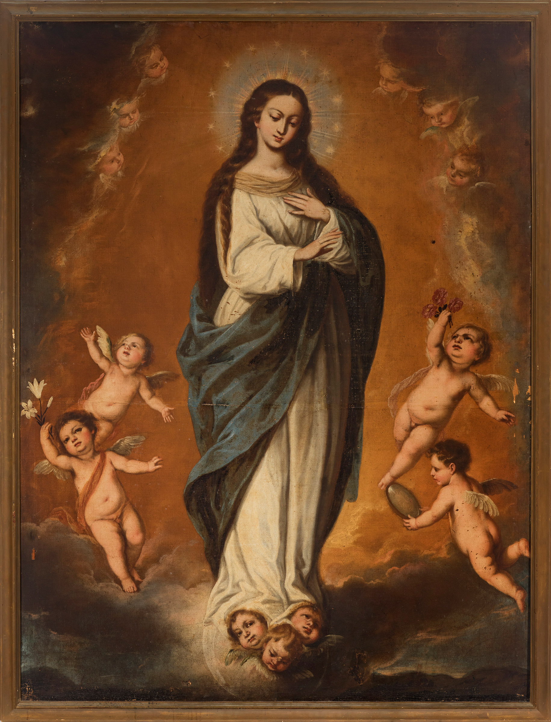 PEDRO ANASTASIO BOCANEGRA (Granada, 1638 - 1689)."Immaculate Conception.Oil on canvas.Enclosed is - Image 2 of 7