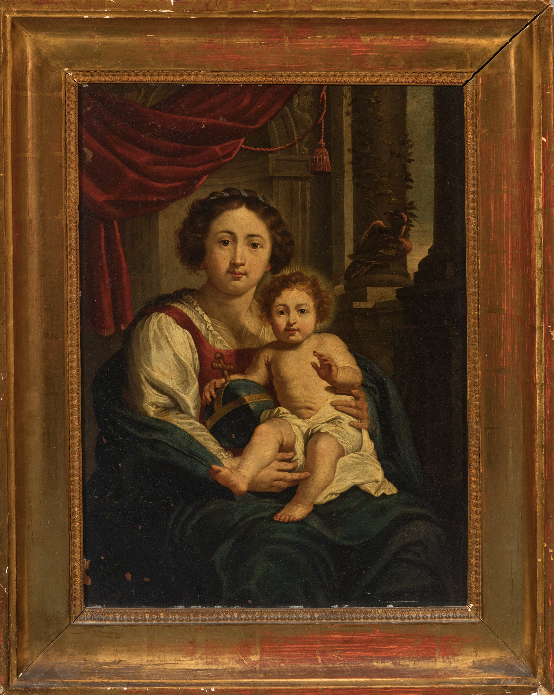 Flemish school; 17th century."Virgin and Child".Oil on copper.It conserves a period frame. - Image 4 of 6