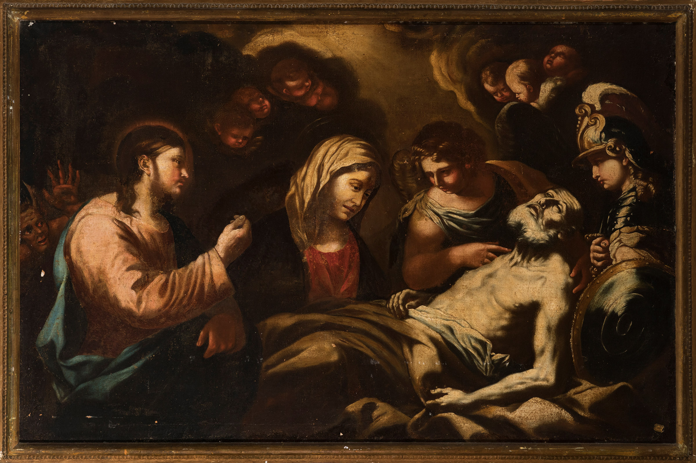 Neapolitan school; circa 1700."The Resurrection of Lazarus".Oil on canvas. Re-coloured.It presents - Image 5 of 6
