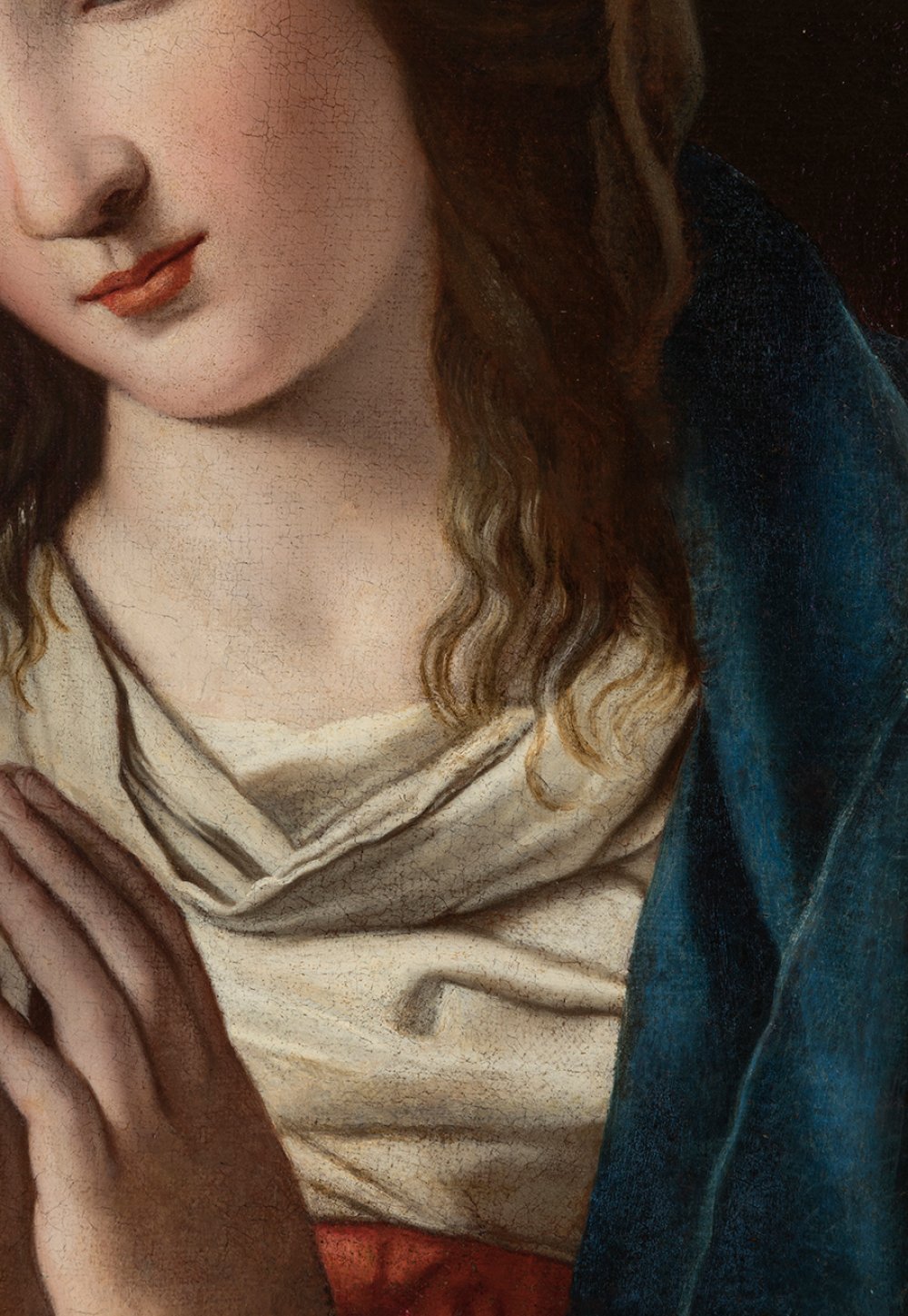 Circle of GIOVAN BATISTA SALVI "Il Sassoferrato" (Sassoferrato, 1609 - Rome, 1685)."Madonna".Oil - Image 6 of 7
