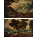 Flemish school; mid-17th century."Landscapes".Oil on canvas.The two paintings are re-drawn.They