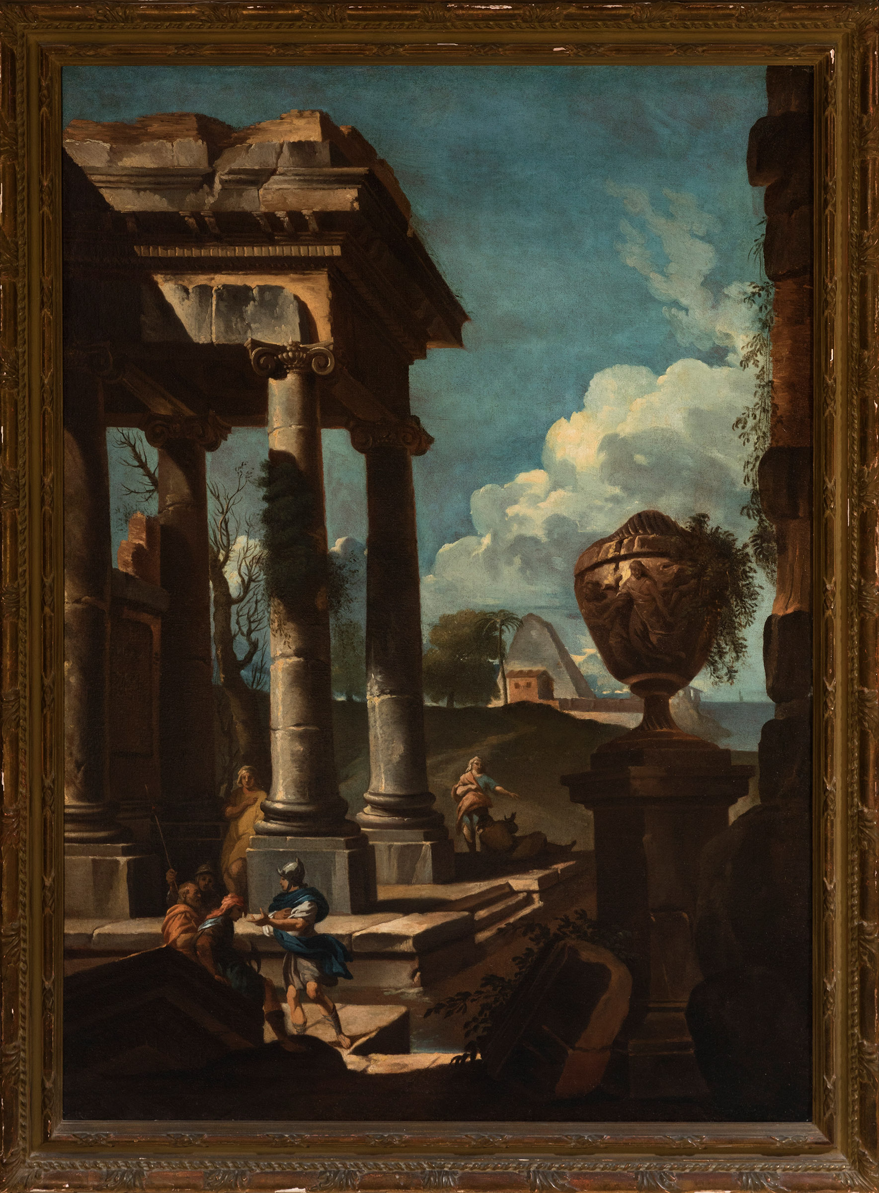 ANDREA LOCATELLI (Rome ,1695-1741)"Caprices of ruins".Oil on canvas. Re-drawn.Enclosed report of Don - Image 5 of 7