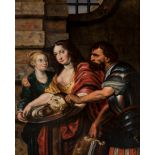 Flemish school; early 18th century."Salome".Oil on oak panel.It presents restorations on the