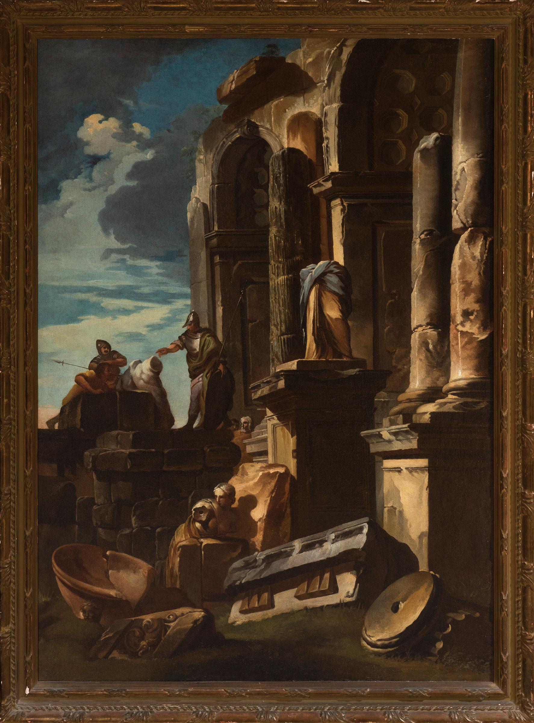 ANDREA LOCATELLI (Rome ,1695-1741)"Caprices of ruins".Oil on canvas. Re-drawn.Enclosed report of Don - Image 6 of 7