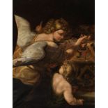 Spanish or Flemish school; 19th century."Guardian Angel".Oil on canvas.It has a 19th century frame.