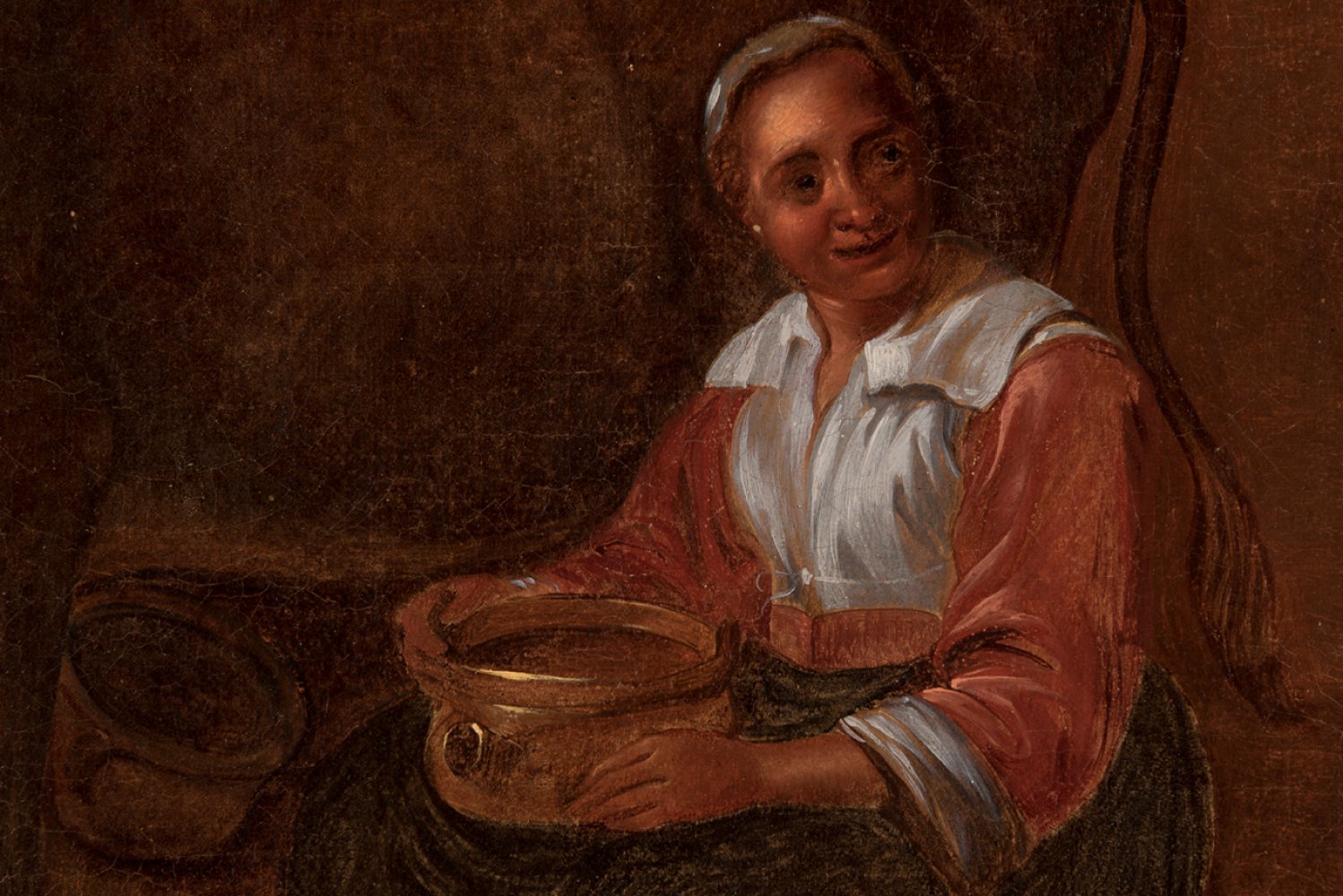 Dutch school; 17th century."Milkmaid".Oil on canvas.It presents repainting and frame from the - Image 6 of 7