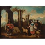 Majorcan school; 18th century."Pastoral scene".Oil on canvas.Retains original canvas.It has a period